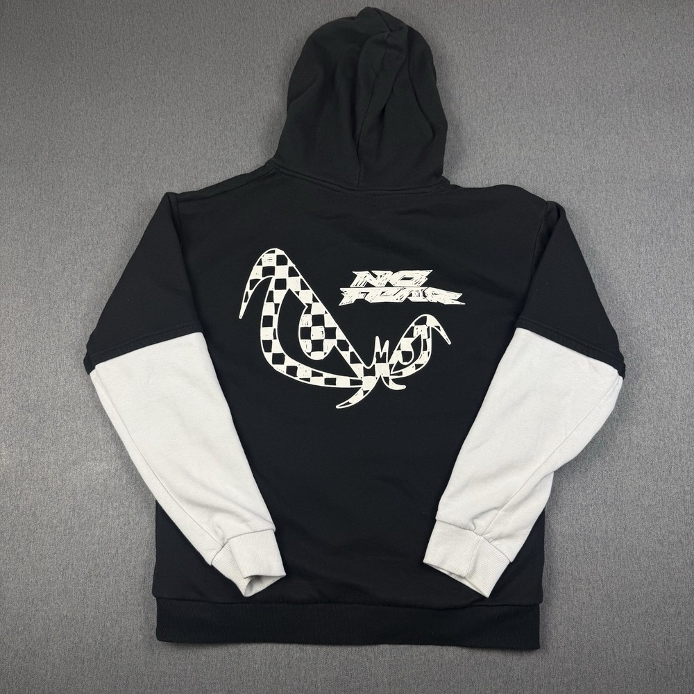 No Fear Hoodie Mens XL Black White Logo Y2K Back Logo Graphic Pullover